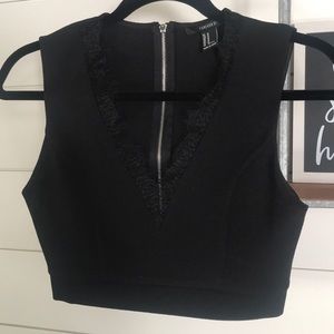 Forever 21 V Neck Lace Crop Top-Medium